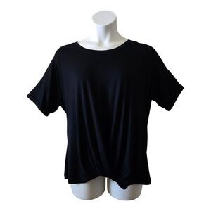 Allen Allen USA Women's Cuffed Short Sleeve Tee • Ruched Hem • Stretch • Size XL